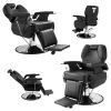 Classic Hydraulic Recline Hair Salon Iron Leather Sponge Barber Chair Black