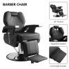 Classic Hydraulic Recline Hair Salon Iron Leather Sponge Barber Chair Black