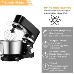 ZOKOP ZK-1503 Chef Machine 5.5L 660W Mixing Pot With Handle Black