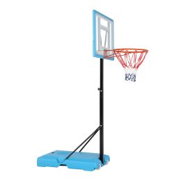 Transparent PVC Board Basket Frame Adjustable 122-198cm 90*60cm Portable and Movable Poolside Basketball Stand Blue