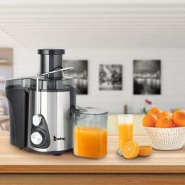 ZOKOP American Standard J02 110V 600W 75MM Large Caliber 600ML Juice Cup 1000ML Slag Cup Double Gear Electric Juicer Stainless Steel Black