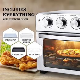 Geek Chef Air Fryer Toaster Oven 6 Slice 24QT Convection Airfryer Countertop Oven Roast/Broil/Reheat/Fry Oil-Free/Stainless Steel/Silver/1700W