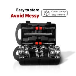 Dumbbell Sets Adjustable Cast Iron with Portable Packing Box 2In1 Dumbbells Barbell with Connecting Rod, 20KG Home Gym Training Free Weight Set