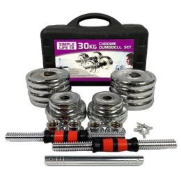 Dumbbell Sets 66lbs Adjustable Cast Iron with Portable Packing Box 2In1 Dumbbells Barbell with Connecting Rod, 30KG Home Gym Training Free Weight Set