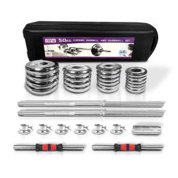 Adjustable Cast Iron Dumbbell Sets 110lbs with Portable Packing Box 2In1 Dumbbells with Connecting Rod, 50kg Home Gym Training Free Weight Set