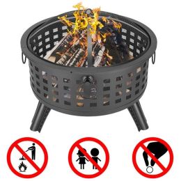 26â€ Round Lattice Fire Bowl Black