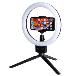Kshioe Infinite Dimming Double Color Temperature LED Ring Lamp and Mini Tabletop Tripod US Standard
