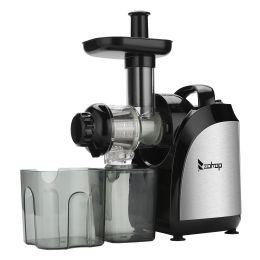 ZOKOP Slow Juicer Masticating Juicer Machine Plastic 1000ml Pomace Cup Two-speed Mechanical Horizontal Electric Slow Juicer Black