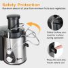 ZOKOP American Standard J02 110V 600W 75MM Large Caliber 600ML Juice Cup 1000ML Slag Cup Double Gear Electric Juicer Stainless Steel Black