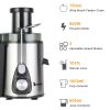 ZOKOP American Standard J02 110V 600W 75MM Large Caliber 600ML Juice Cup 1000ML Slag Cup Double Gear Electric Juicer Stainless Steel Black